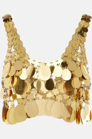 Paco rabanne Golden Sparkle Assembly sequined crop top