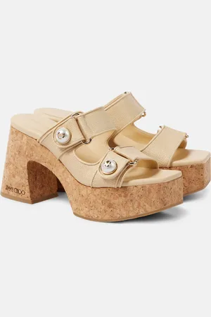 Jimmy Choo Fayence canvas platform mules