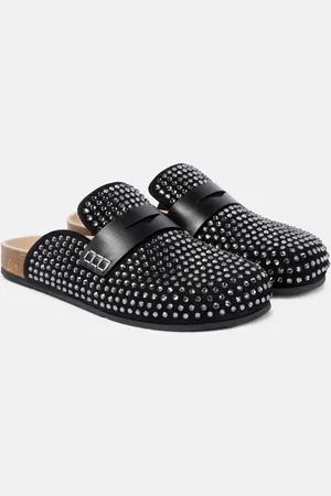 J.W.Anderson Crystal-embellished suede mules