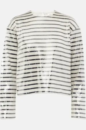 Frame Sequined striped cotton top coat