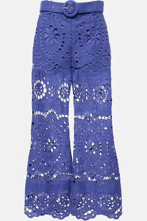 ZIMMERMANN Pop embroidered linen cropped pants