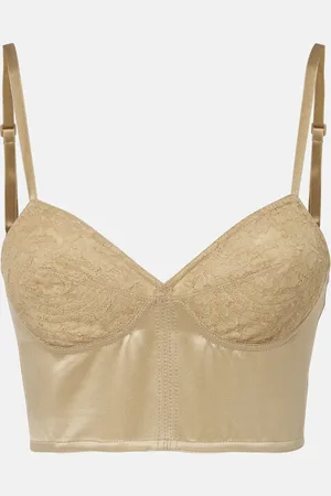 Saint Laurent Embroidered cotton and silk bustier