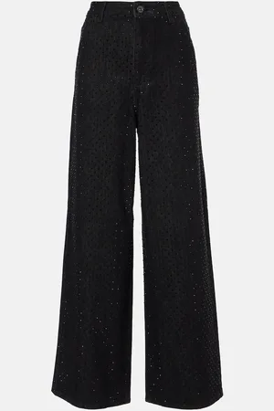 Self-Portrait Rhinestone-embellished wide-leg jeans