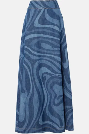 Puccini Marmo high-rise denim maxi skirt