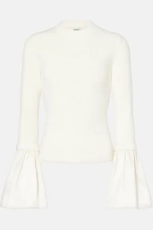 Simkhai Agata taffeta-trimmed ribbed-knit top