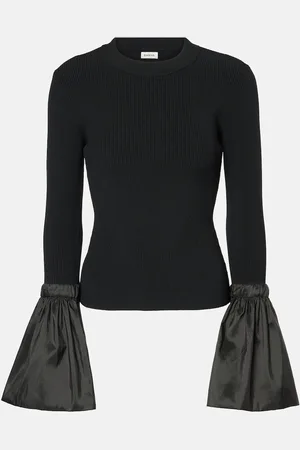 Simkhai Agata taffeta-trimmed ribbed-knit top
