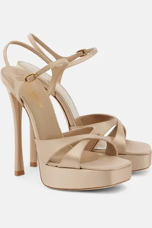 Saint Laurent Debbie 110 crÃªpe satin platform sandals