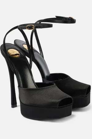 Saint Laurent La Scandale 135 satin crÃªpe platform sandals