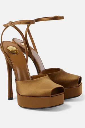 Saint Laurent La Scandale 135 satin crÃªpe platform sandals
