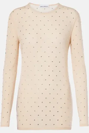 Paco rabanne Crystal-embellished semi-sheer top