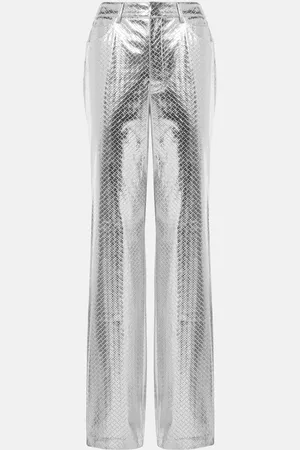 ROTATE Metallic-effect high-rise straight pants