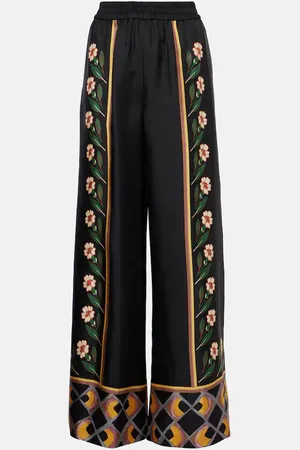 La DoubleJ Printed silk twill palazzo pants