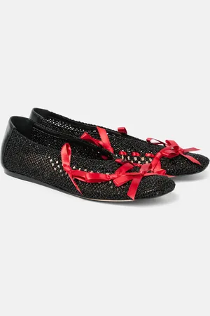 Simone Rocha Bow-detail crochet ballet flats