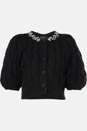 Simone Rocha Embroidered cropped wool-blend cardigan