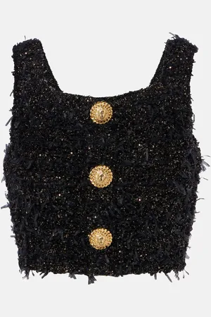 Balmain LamÃ© tweed crop top