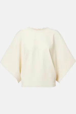 Fforme Tenley draped wool-blend crÃªpe top