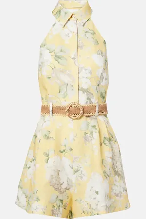 ZIMMERMANN Acacia floral halterneck linen romper