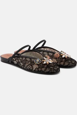 ZIMMERMANN Pixie embellished leather-trimmed mules