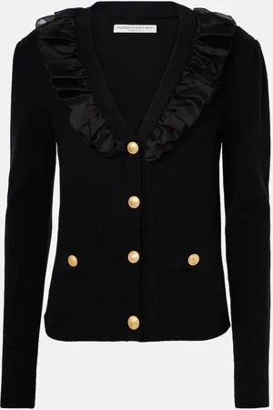 Alessandra Rich Silk-trimmed wool and cashmere cardigan
