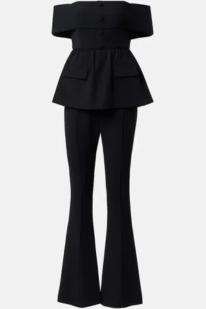Self-Portrait Off-shoulder peplum crÃªpe jumpsuit