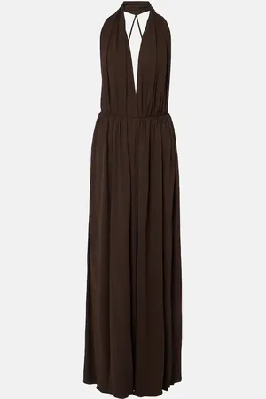 The Row Pharao gathered jersey crÃªpe gown
