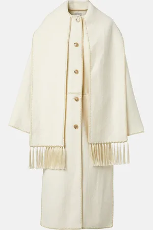 Totême Fringed embroidered wool scarf coat
