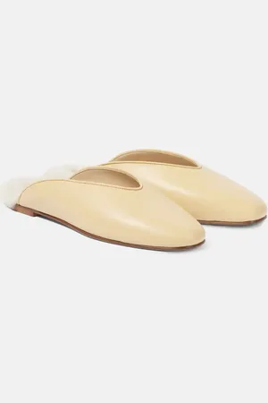 Le Monde Beryl Le Monde BÃ©ryl Regency shearling-trimmed leather mules