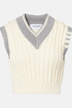 Thom Browne Cropped cable-knit wool sweater vest