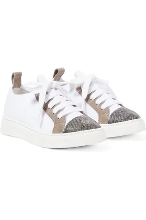 Brunello Cucinelli Leather-trimmed canvas sneakers