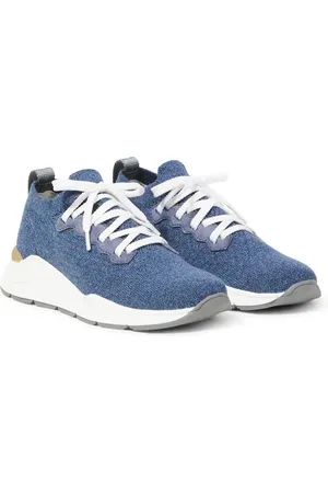 Brunello Cucinelli Cotton and suede sneakers