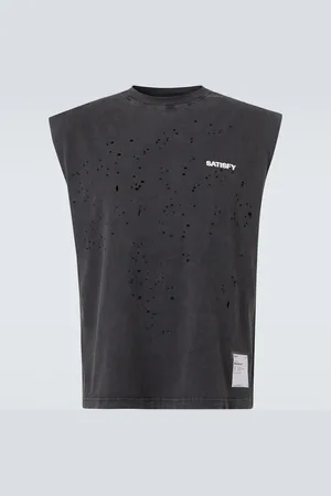 SATISFY MothTech Muscle distressed cotton T-shirt