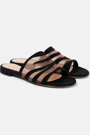 Gianvito Rossi Tigra suede and mesh slides