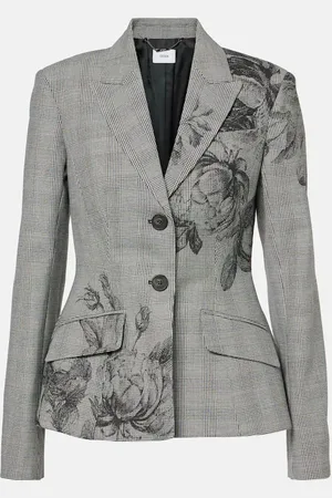 Erdem Prince of Wales check floral blazer