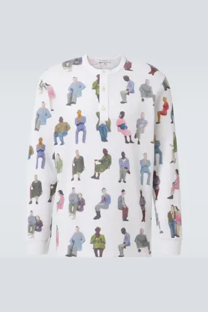 J.W.Anderson Printed waffle-knit cotton Henley shirt