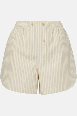 The Row Nicasia striped cotton poplin shorts