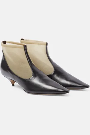The Row Mesh leather-trimmed ankle boots