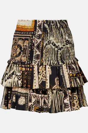 Marant Etoile Naomi shirred printed cotton miniskirt