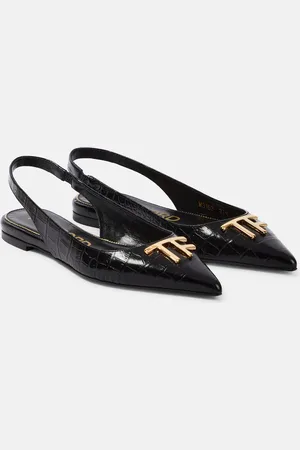 Tom Ford TF croc-effect leather slingback flats