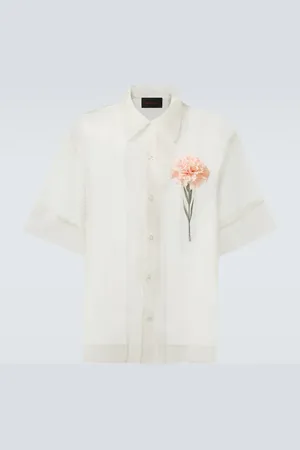 Simone Rocha Carnation silk organza bowling shirt