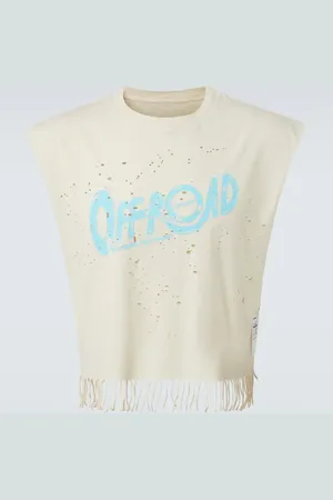 SATISFY MothTech fringed cotton jersey top