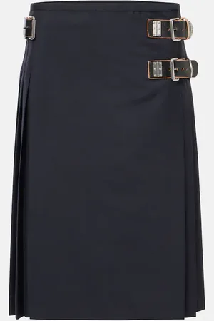 Prada Belted mohair and wool midi skirt