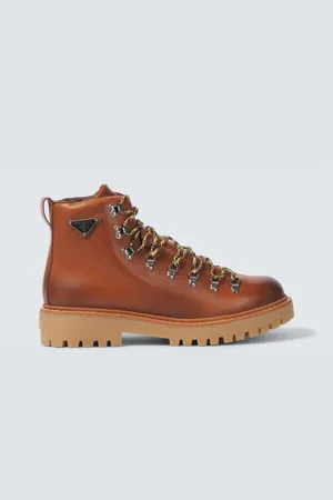 Prada Logo leather lace-up boots