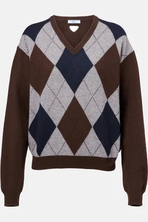 Prada Argyle cashmere jacquard sweater