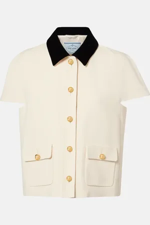 Prada Velvet-trimmed sablÃ© top