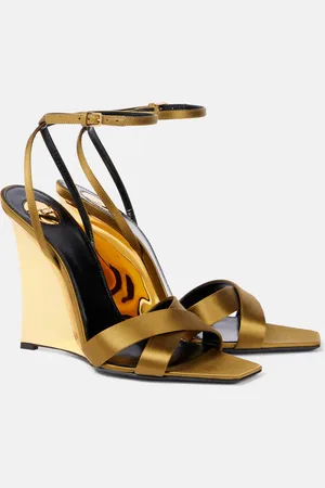 Saint Laurent Lucienne crÃªpe satin wedge sandals