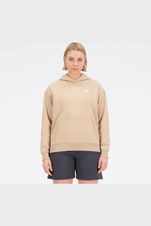 New Balance Kvinnor Sport Essentials Premium Fleece Hoodie i Brown Bomull Fleece