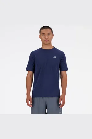New Balance Män Knit T-Shirt i Blue Poly sticka, Storlek 2XL