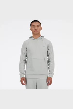 New Balance Män Tech Knit Hoodie i Grey Poly sticka, Storlek 2XL