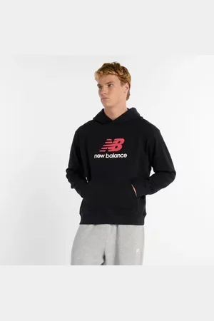 New Balance Män Athletics French Terry Logo Hoodie i Black Bomull, Storlek 2XL