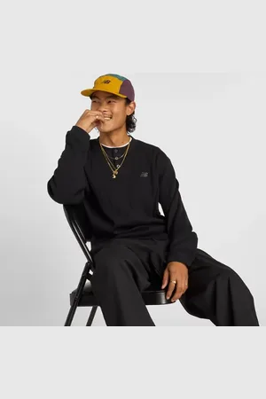 New Balance Män Numeric Waffle Knit Long Sleeve Henley i Black Bomull